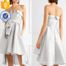 Anmutig Silber trägerlosen Bow-detaillierte Satin Mini Sommerkleid Herstellung Großhandel Mode Frauen Bekleidung (TA0325D)